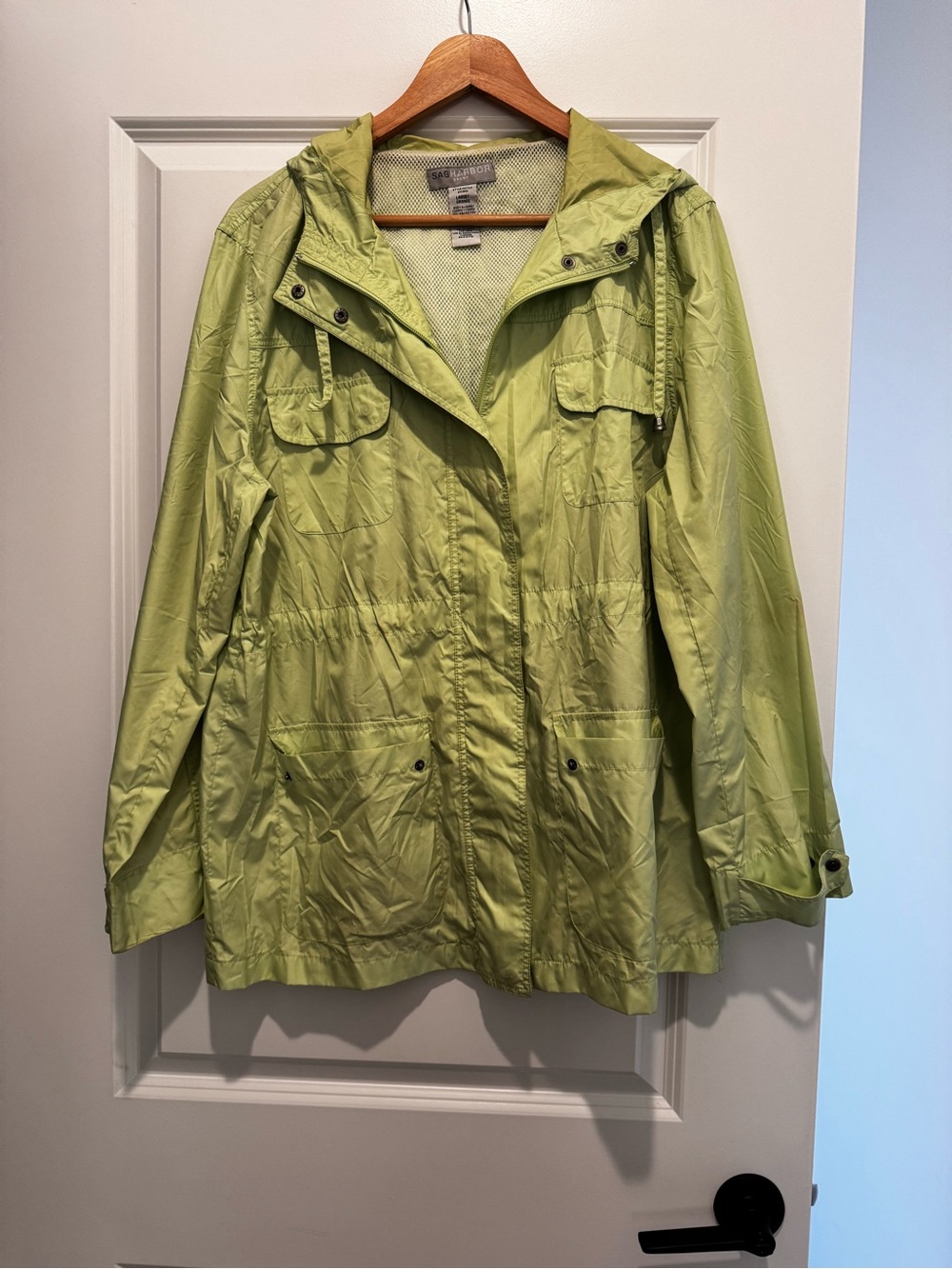 Sag Harbor Lime Green Hooded Utility Jacket